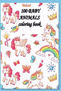 100 BABY ANIMALS coloring book