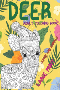 Adult Coloring Book Coffee and Animals - Large Print - Deer