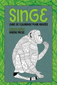 Livre de coloriage pour adultes - Niveau facile - Animal drôle - Singe