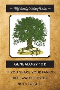 My Family History Notes, Genealogy 101--If you shake your family tree, watch for the nuts to fall.