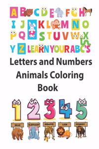 Letters and Numbers Animals Coloring Book