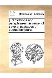 [Translations and Paraphrases] in Verse, of Several Passages of Sacred Scripture.