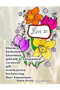 bloemen boeketten kleurboek gebruik te ontspannen versieren gift wenskaarten herinnering door kunstenaar Grace Divine