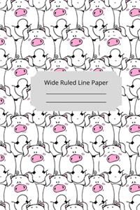 Cute Baby Pig Theme Wide Ruled Line Paper