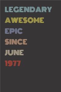 Legendary Awesome Epic Since June 1977 - Birthday Gift For 42 Year Old Men and Women Born in 1977