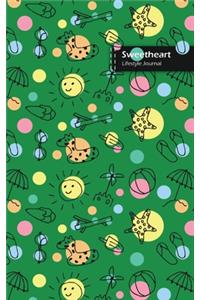 Sweetheart Lifestyle Journal, Blank Write-in Notebook, Dotted Lines, Wide Ruled, Medium Size (A5) 6 x 9 In (Green)