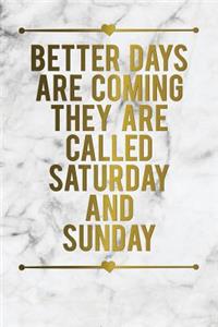 Better Days Are Coming They Are Called Saturday and Sunday: Funny Bullet Journal - 120-Page 1/2 Inch Dot Grid Funny Notebook - 6 X 9 Perfect Bound Glossy Softcover