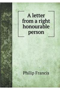 A letter from a right honourable person