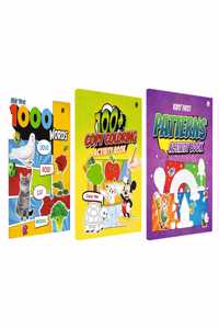 PW Kids Combo of 3 | First 1000 Words Book, 100+ Copy Coloring Activity Book & Patterns Activity Book l Picture Book & Fun Activities For Children (Physics Wallah)