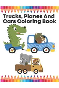 Trucks, Planes And Cars Coloring Book