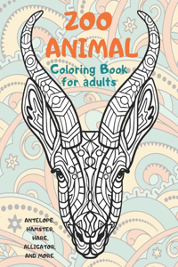 Zoo Animal - Coloring Book for adults - Antelope, Hamster, Hare, Alligator, and more