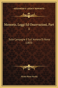 Memorie, Leggi Ed Osservazioni, Part 1