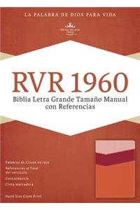 RVR 1960 Biblia Letra Grande Tamaño Manual con Referencias, mango/fresa/durazno claro símil piel