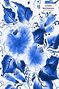 Lined Notebook 8.5 X 11 Extra Large - Indigo Blue Flowers: Large Soft Cover Journal