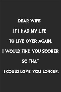 Dear Wife, If I had my life to live over again, I would find you sooner so that I could love you longer