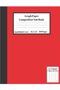 Graph Composition Notebook 4 Squares per inch 4x4 Quad Ruled 4 to 1 / 8.5 x 11 100 Sheets