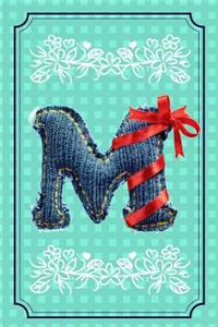 Country Girl Journal: Quilted Blue Jean Monogram Letter "M" (6 x 9 150 pages)