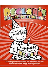 Declan's Birthday Coloring Book Kids Personalized Books