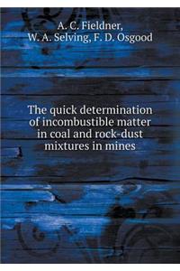 The Quick Determination of Incombustible Matter in Coal and Rock-Dust Mixtures in Mines