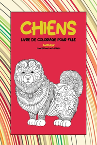 Livre de coloriage pour fille - Conceptions anti-stress - Animaux - Chiens