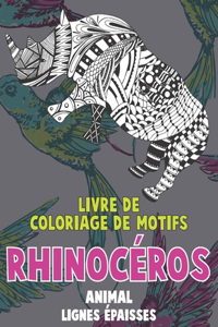Livre de coloriage de motifs - Lignes épaisses - Animal - Rhinocéros
