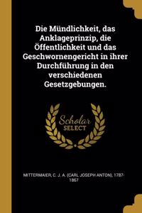 Die Mündlichkeit, das Anklageprinzip, die Öffentlichkeit und das Geschwornengericht in ihrer Durchführung in den verschiedenen Gesetzgebungen.