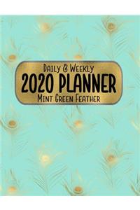 Daily & Weekly 2020 Planner Mint Green Feather