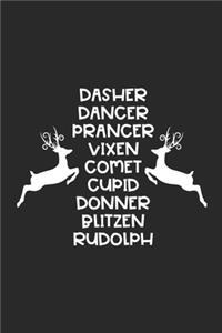 Dasher Dancer Prancer Vixen Comet Cupid Donner Blitzen Rudolph