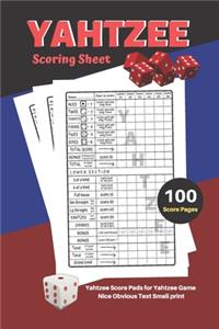 Yahtzee Scoring Sheet