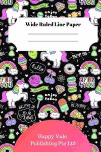 Cute Unicorn Theme Wide Ruled Line Paper