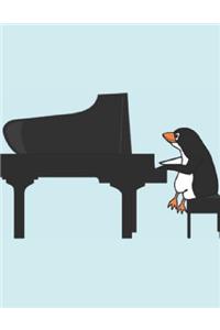 Penguin Playing Piano Music Sheet Book