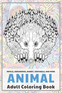 Animal - Adult Coloring Book - Impala, Groundhog, Rabbit, Crocodile, and more
