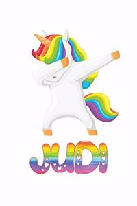 Judi: Judi Journal Notebook Dabbing Unicorn Rainbow