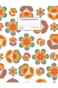 Composition Book Wide-Ruled 1970's Flower Power