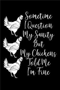 Sometime I Question My Sanity But My Chickens Told Me I'm Fine