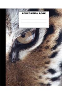 Tiger Composition Book: Tiger Composition Notebook. 132 Pages Wide Ruled 7.5x9.25