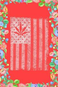 Weed Leaf American Flag Us Journal Notebook