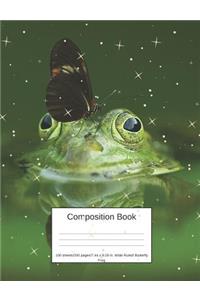 Composition Book 100 Sheets/200 Pages/7.44 X 9.69 In. Wide Ruled/ Butterfly Frog