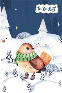 To-Do List Book - Christmas Holiday To Do Lists Journal Notebook Cute Bird In Snow