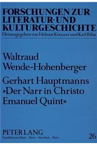 Gerhart Hauptmanns 'Der Narr in Christo Emanuel Quint'