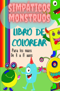 Libro para colorear de lindos monstruos para niños de 3 a 8 años