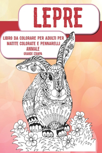 Libro da colorare per adulti per matite colorate e pennarelli - Grande stampa - Animale - Lepre