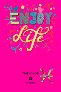 Dot Grid Notebook Pisces Sign Cover color Hollywood Cerise 160 pages 6x9-Inches