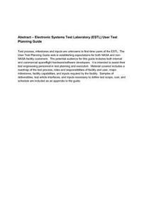 Electronic Systems Test Laboratory (Estl) User Test Planning Guide