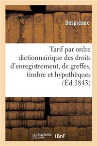 Tarif Par Ordre Dictionnairique Des Droits d'Enregistrement, de Greffes, de Timbre Et d'Hypothèques