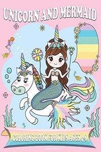 Unicorn and Mermaid Coloring Book for Kids Ages 4-8