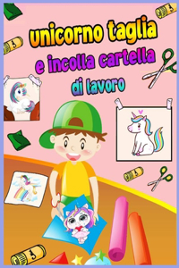 Tagliare e incollare libro da colorare Unicorn