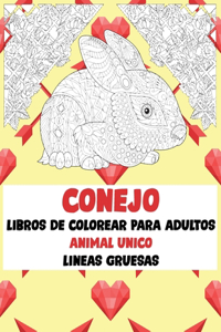 Libros de colorear para adultos - Líneas gruesas - Animal único - Conejo