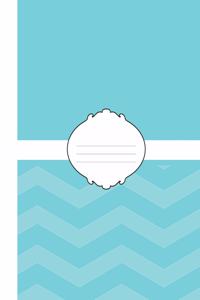 Girly Teal Aqua Blue & White Chevron School Composition Lined Notebook