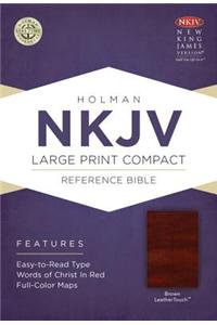 NKJV Large Print Compact Reference Bible, Brown Leathertouch